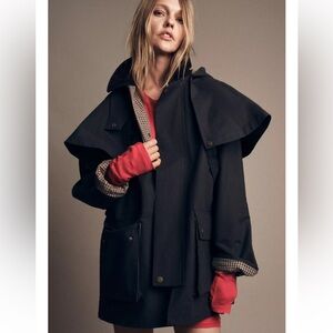 Zara contrast collar hooded trench